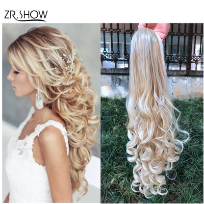 Super Long 28" 70cm Natural Wavy Curly Long Tress Claw In Pony Tail Hair Extension Natural False Hairpieces