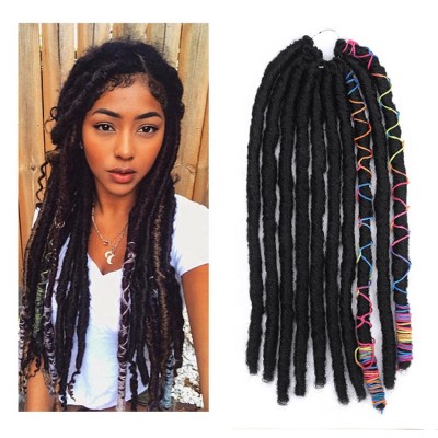 New Arrival 18inch Pre-made Loop Natural Texture Faux Locs Synthetic Crochet Briads Extensions For Black Women