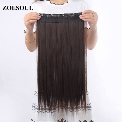 ZOESOUL Synthetic Clip In Hair Extension Ombre Long Straight False Hair Pieces For Women One Piece 3/4 Full Head