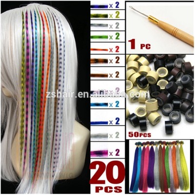 20pcs 18" Grizzly Long Zebra Feather Hair Pieces Yiwu Hair Extensions