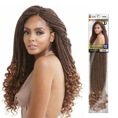 Fast Shipping 18inch 18strands Pre loop Crochet Curly Ends Box Braid for Afro Women