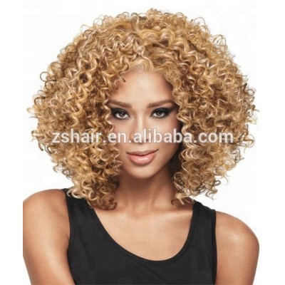 1BT#30 Ombre Two Tone Color Kinky Curly Afro Puff Braiding Hair Synthetic Wigs For Black Women